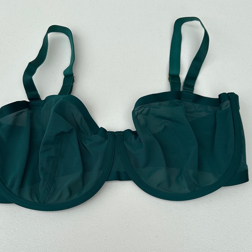 CUUP Sheer Balconette Bra in Deep Teal